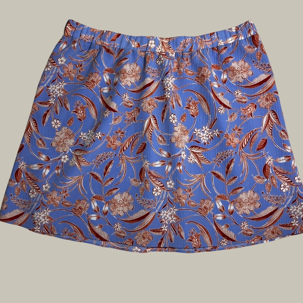 New‎ LOFT Outlet ALine Skirt Women's Size 16 Blue Floral Print Elastic Waist